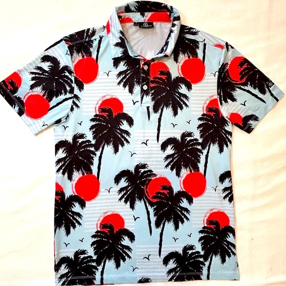 Green Side Men’s Golf Polo Size Small Vacation Vibes! EUC - Picture 1 of 7